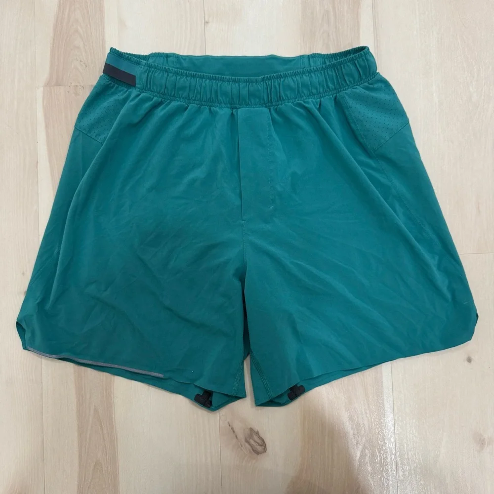 Lululemon Surge Lined Short 6" Teal Lagoon Men's Medium Athletic Workout Run - Picture 6 of 16